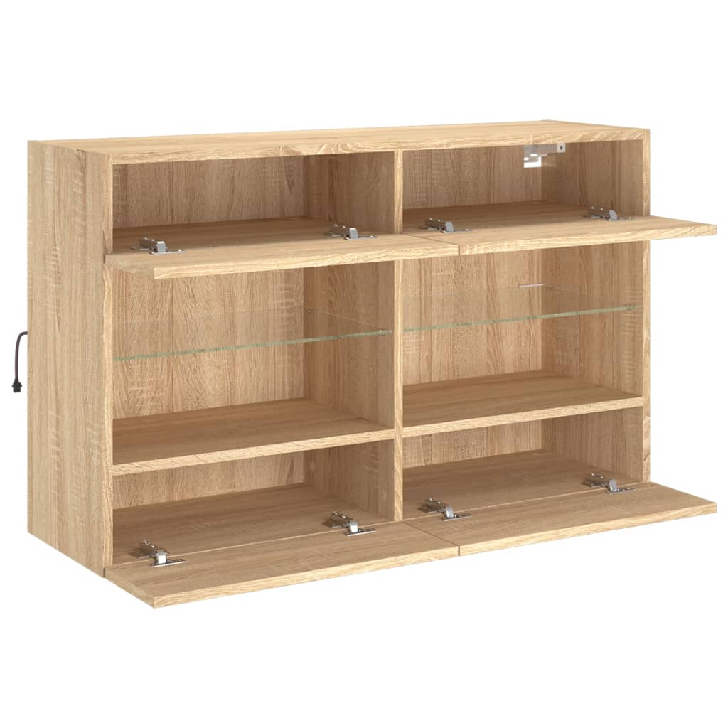 Vegghengt Tv-Benk Med Led Sonoma Eik 98,5X30X60,5 Cm