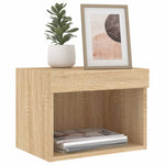 Veggmontert Nattbord Med Led-Lys 2 Stk Sonoma Eik