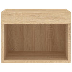 Veggmontert Nattbord Med Led-Lys 2 Stk Sonoma Eik