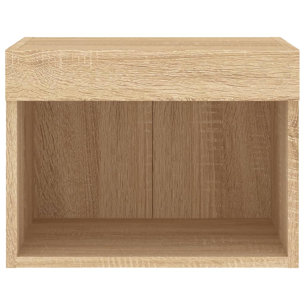 Veggmontert Nattbord Med Led-Lys 2 Stk Sonoma Eik