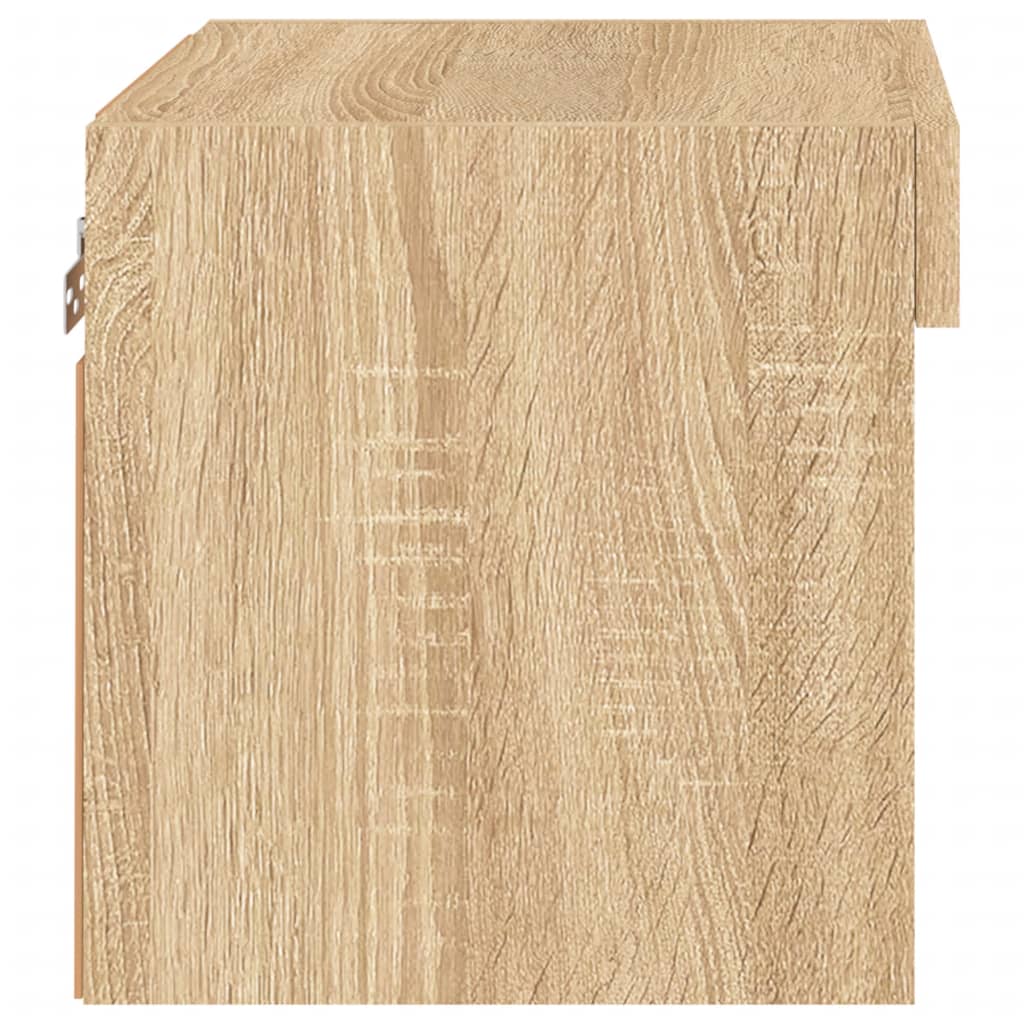 Veggmontert Nattbord Med Led-Lys 2 Stk Sonoma Eik