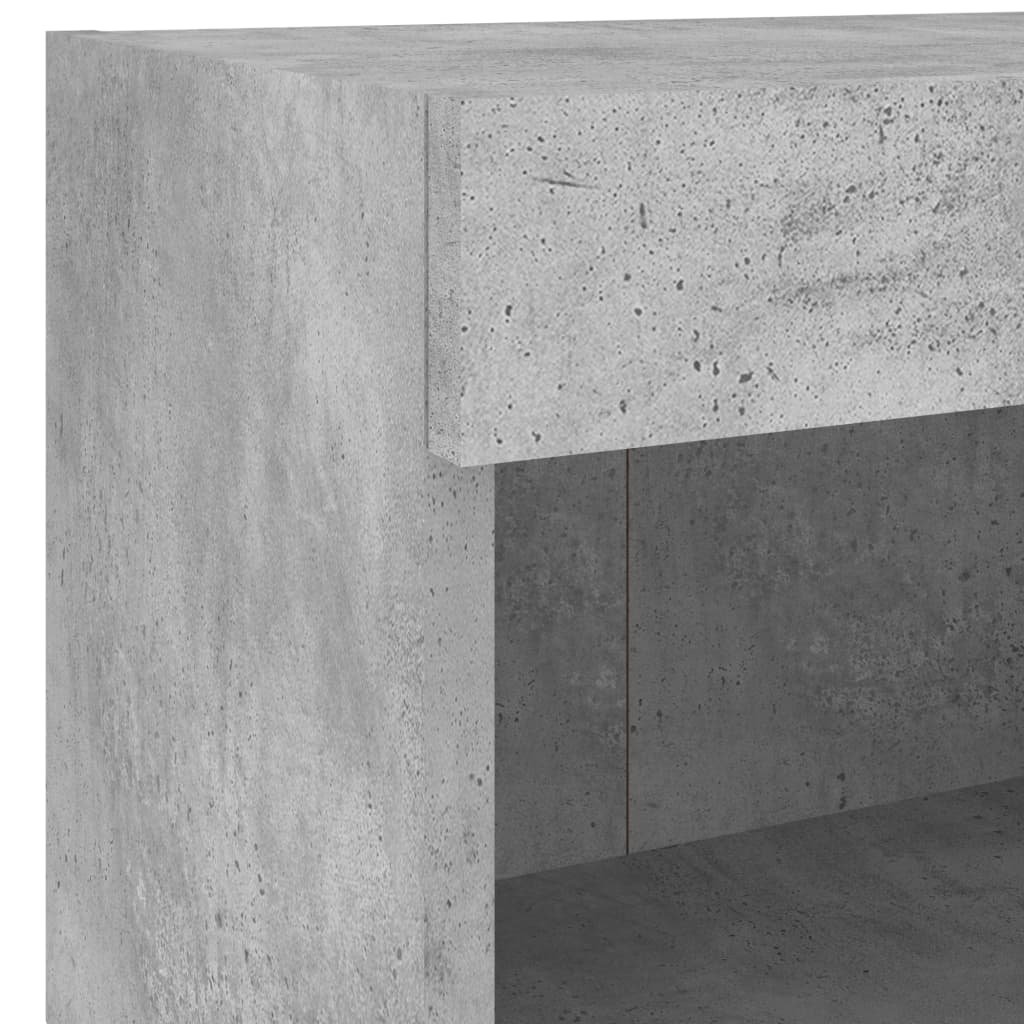 Veggmontert Nattbord Med Led-Lys Betonggrå