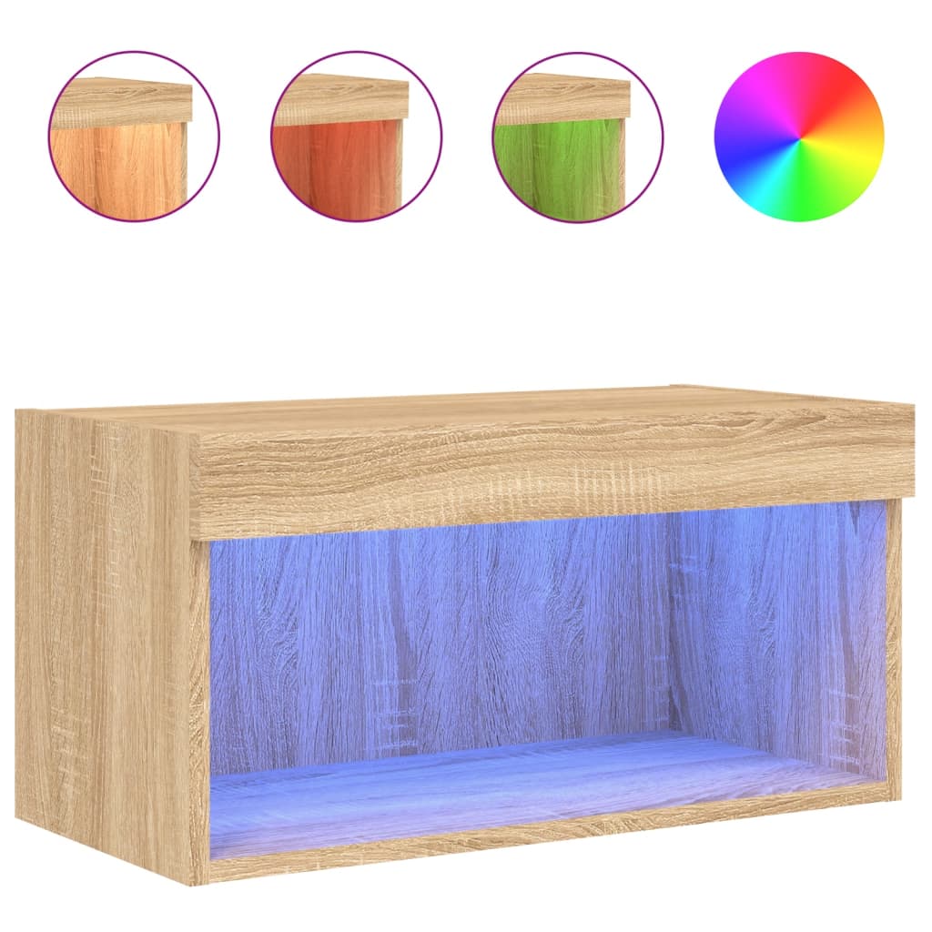 Tv-Benk Med Led Sonoma Eik 60X30X30 Cm