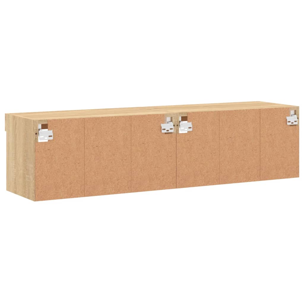 Tv-Benk Med Led 2 Stk Sonoma Eik 60X30X30 Cm