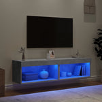Tv-Benker Med Led-Lys 2 Stk Betonggrå 60X30X30 Cm