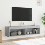Tv-Benker Med Led-Lys 2 Stk Betonggrå 60X30X30 Cm
