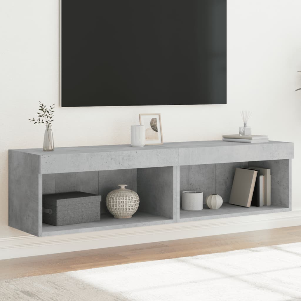 Tv-Benker Med Led-Lys 2 Stk Betonggrå 60X30X30 Cm