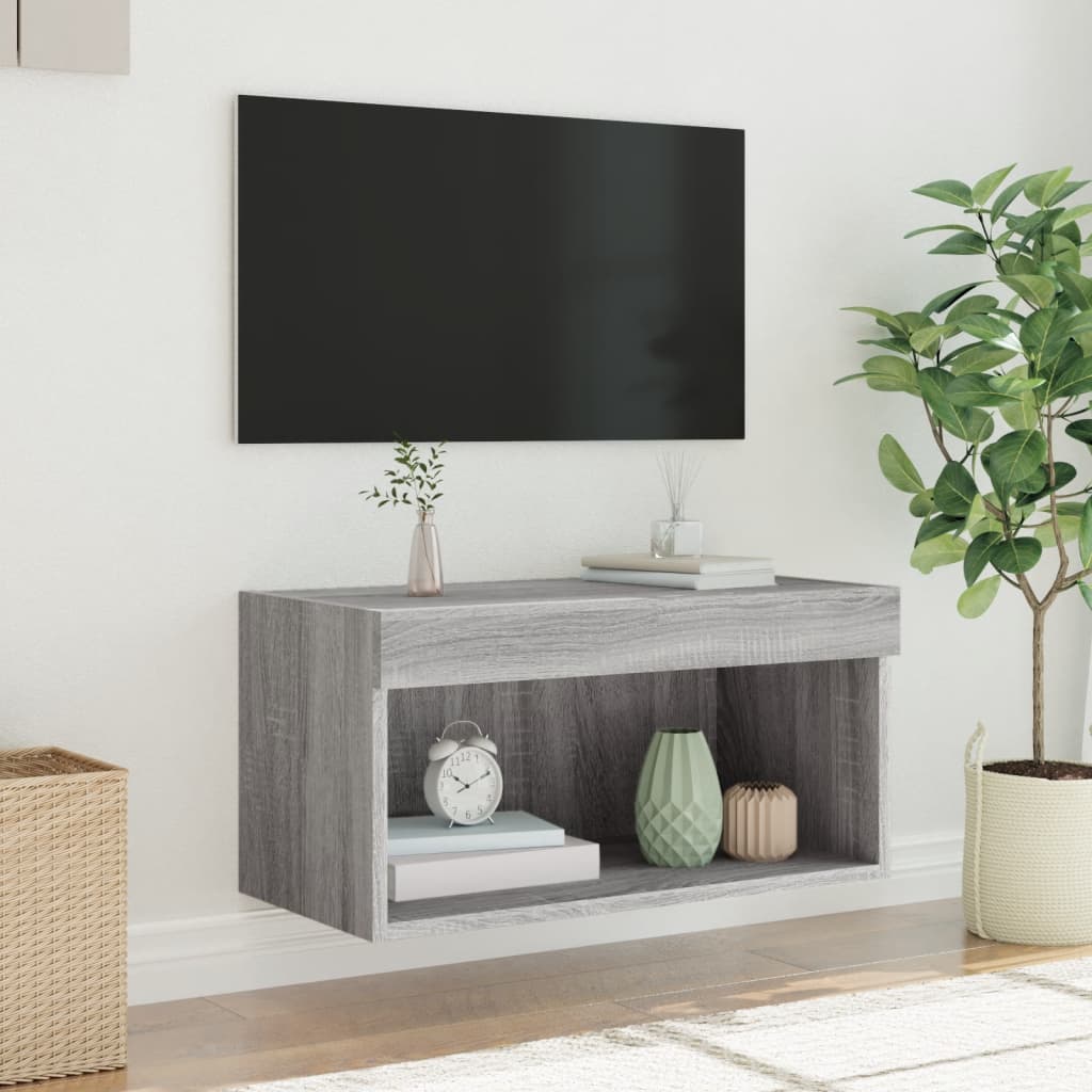 Tv-Benk Med Led Grå Sonoma 60X30X30 Cm