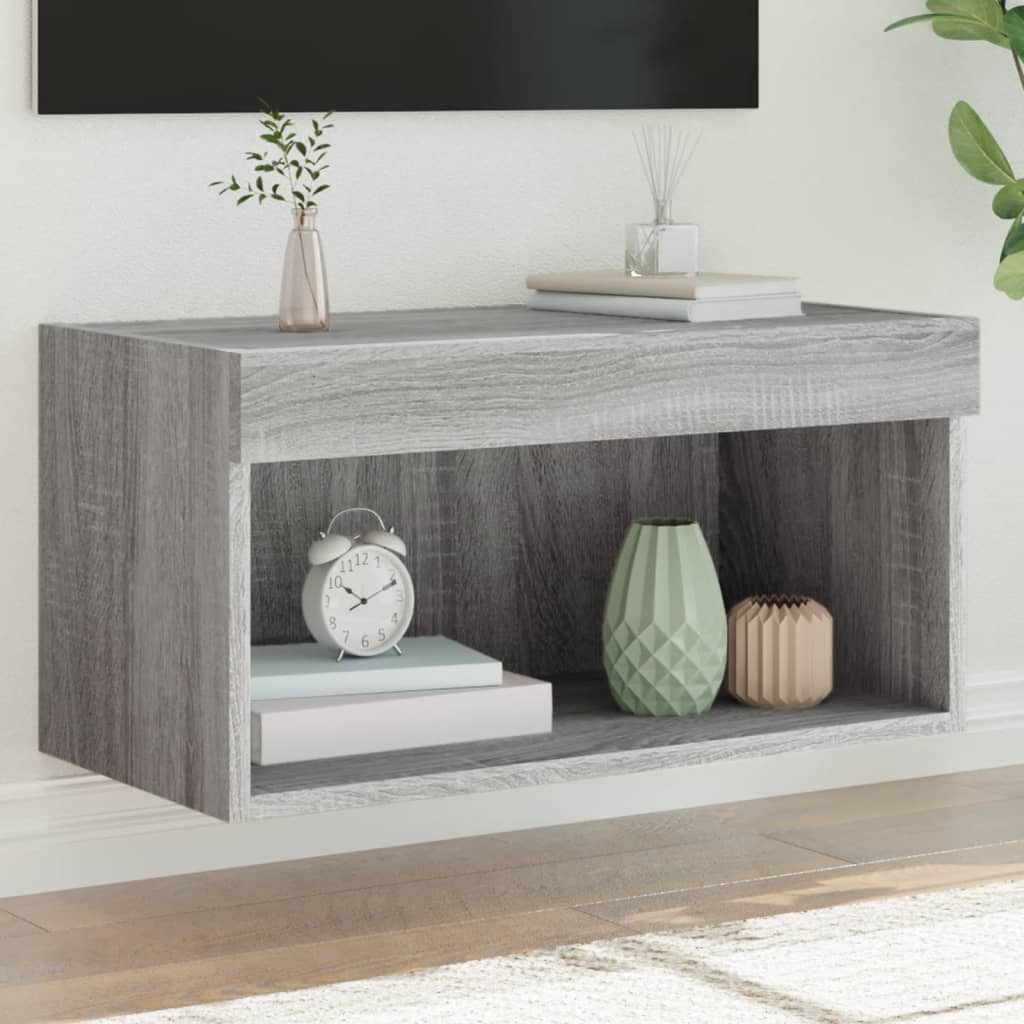 Tv-Benk Med Led Grå Sonoma 60X30X30 Cm