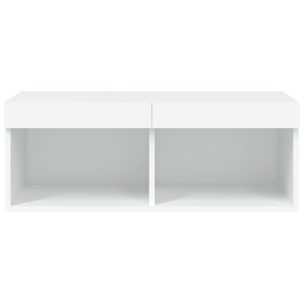Tv-Benk Med Led-Lys Hvit 80X30X30 Cm