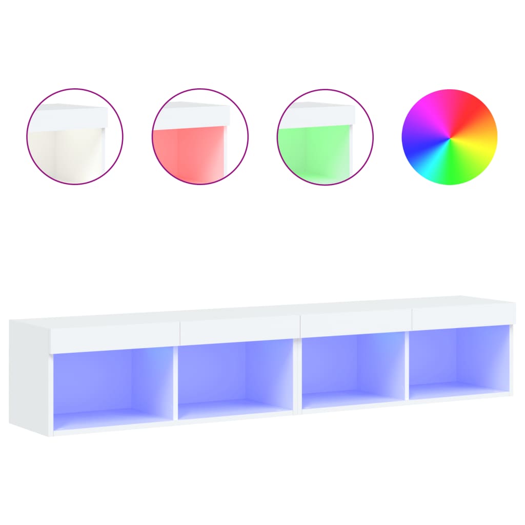 Tv-Benker Med Led-Lys 2 Stk Hvit 80X30X30 Cm