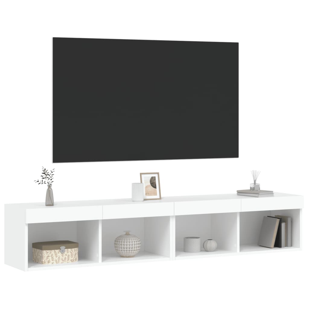 Tv-Benker Med Led-Lys 2 Stk Hvit 80X30X30 Cm