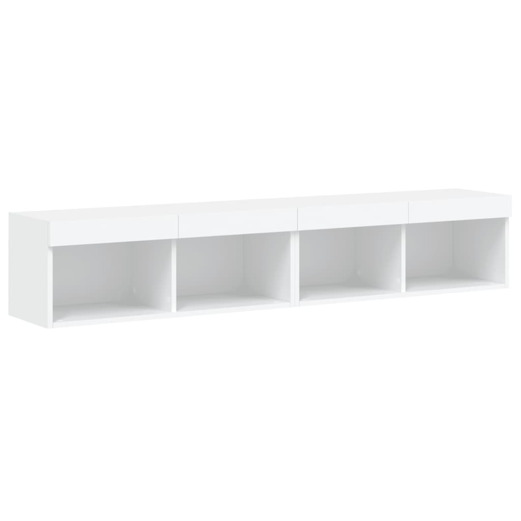 Tv-Benker Med Led-Lys 2 Stk Hvit 80X30X30 Cm