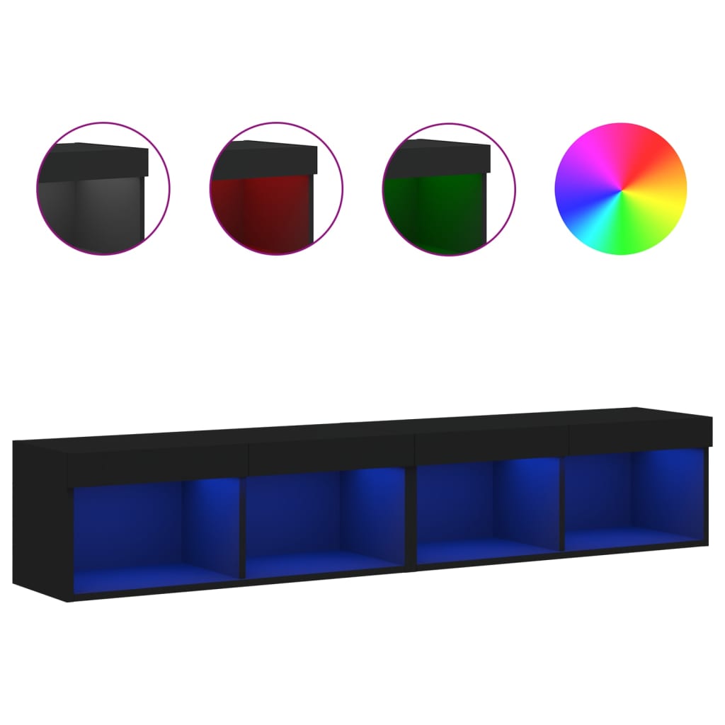 Tv-Benker Med Led-Lys 2 Stk Svart 80X30X30 Cm