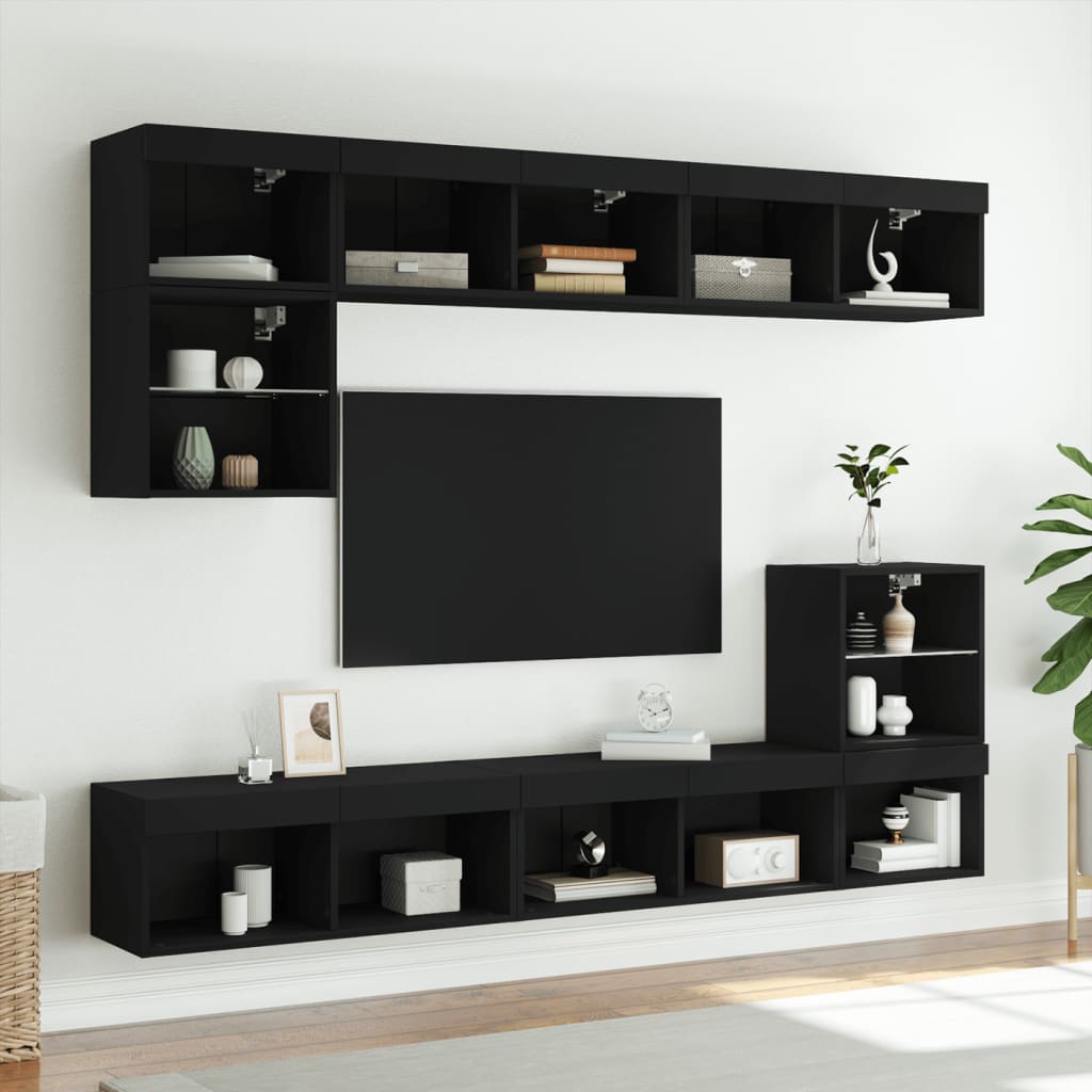 Tv-Benker Med Led-Lys 2 Stk Svart 80X30X30 Cm