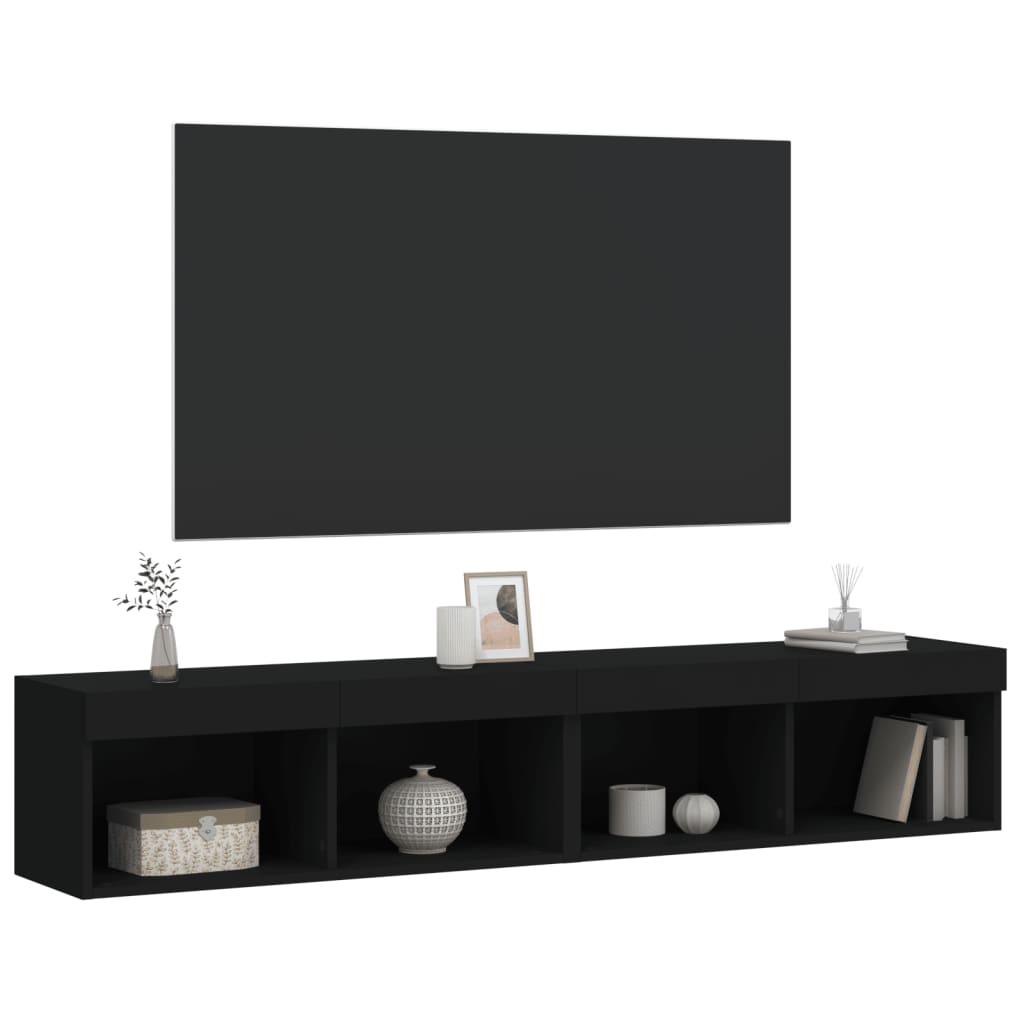 Tv-Benker Med Led-Lys 2 Stk Svart 80X30X30 Cm