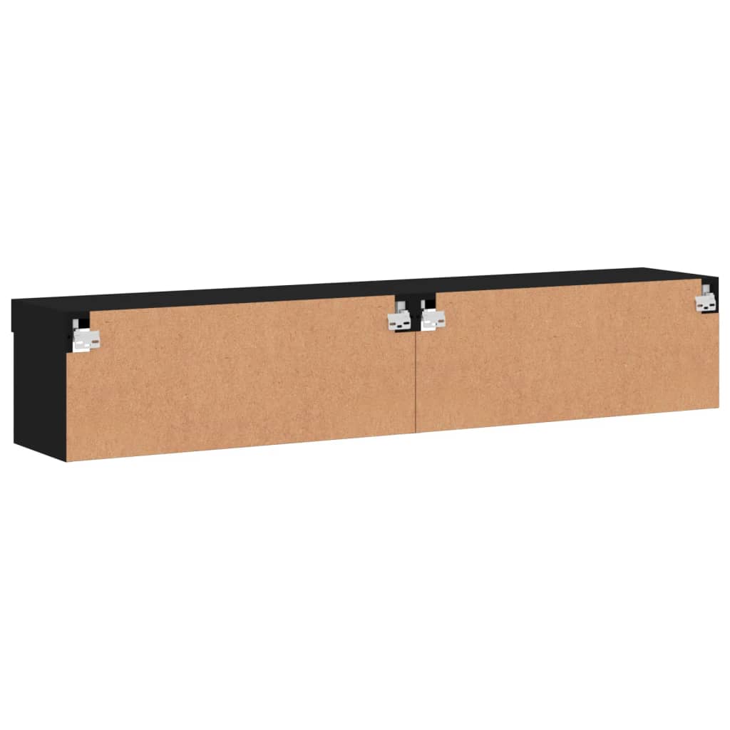 Tv-Benker Med Led-Lys 2 Stk Svart 80X30X30 Cm