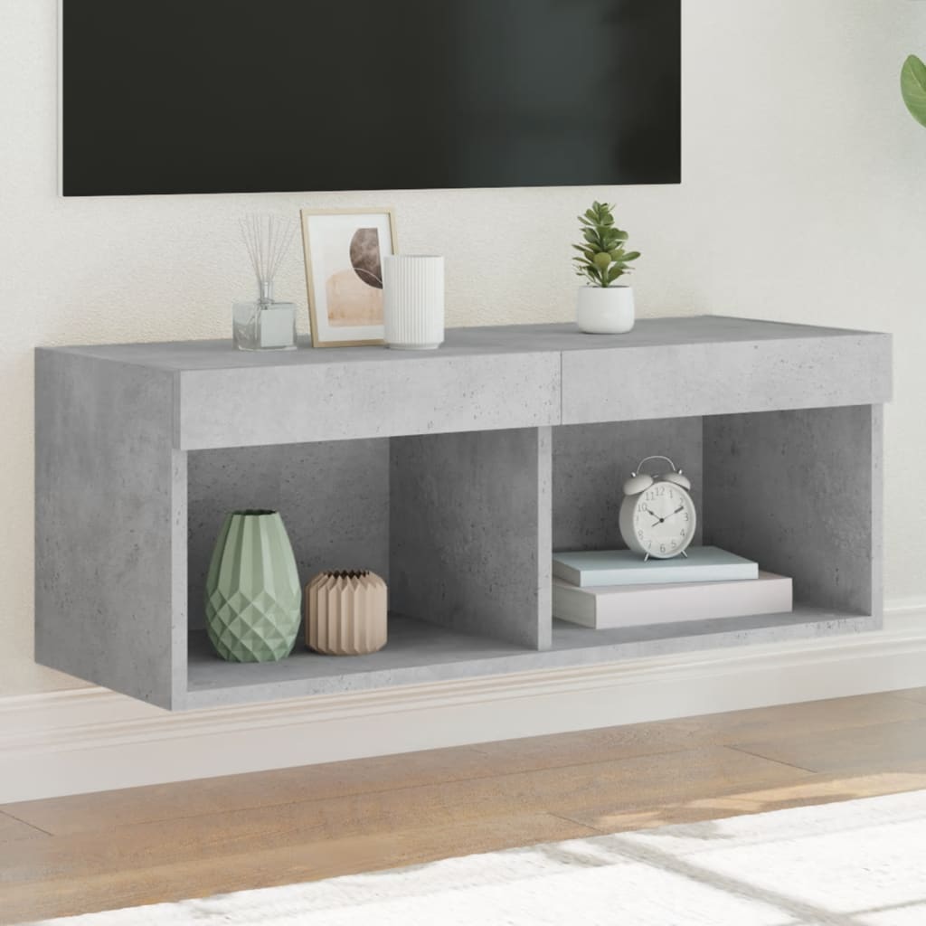 Tv-Benk Med Led-Lys Betonggrå 80X30X30 Cm