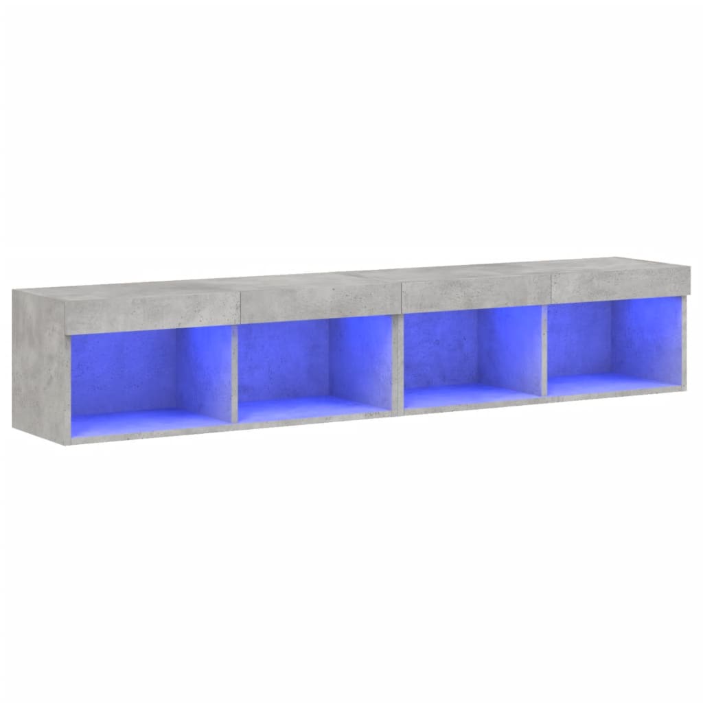 Tv-Benker Med Led-Lys 2 Stk Betonggrå 80X30X30 Cm