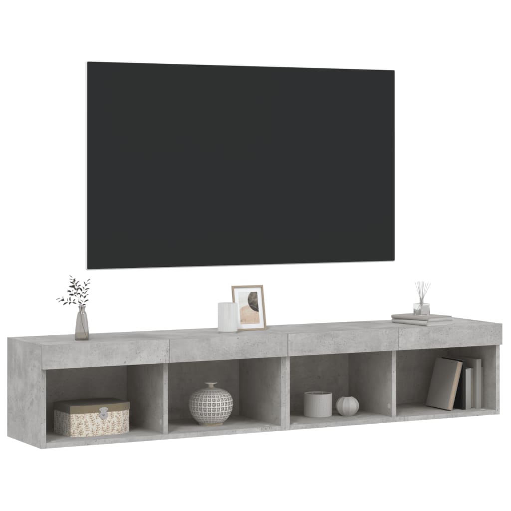 Tv-Benker Med Led-Lys 2 Stk Betonggrå 80X30X30 Cm