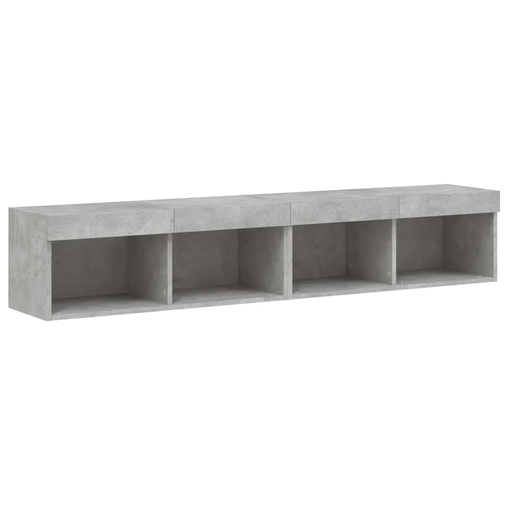 Tv-Benker Med Led-Lys 2 Stk Betonggrå 80X30X30 Cm
