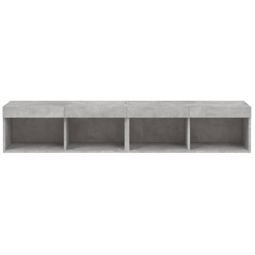 Tv-Benker Med Led-Lys 2 Stk Betonggrå 80X30X30 Cm