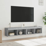 Tv-Benker Med Led-Lys 2 Stk Betonggrå 80X30X30 Cm