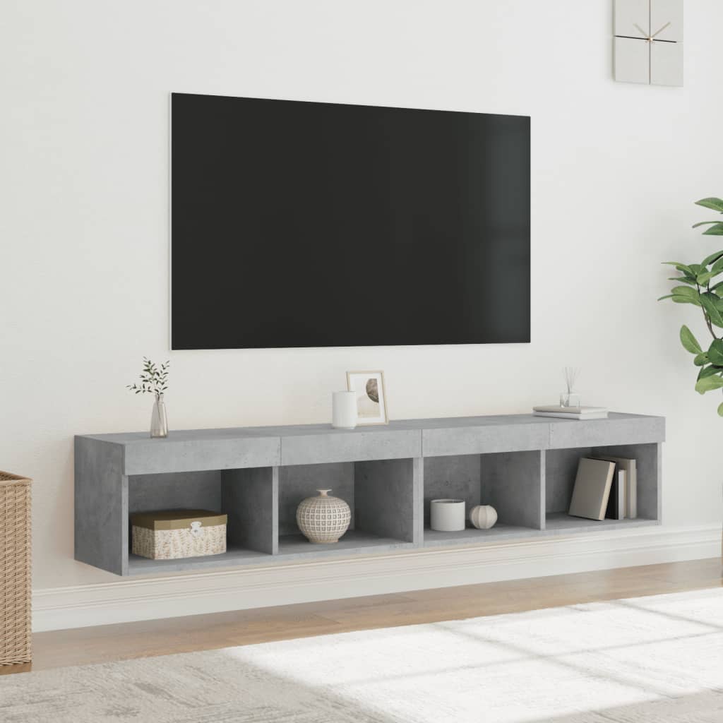Tv-Benker Med Led-Lys 2 Stk Betonggrå 80X30X30 Cm