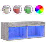 Tv-Benk Med Led-Lys Grå Sonoma 80X30X30 Cm