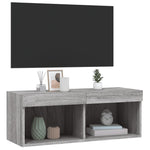 Tv-Benk Med Led-Lys Grå Sonoma 80X30X30 Cm