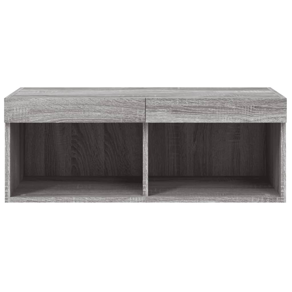 Tv-Benk Med Led-Lys Grå Sonoma 80X30X30 Cm