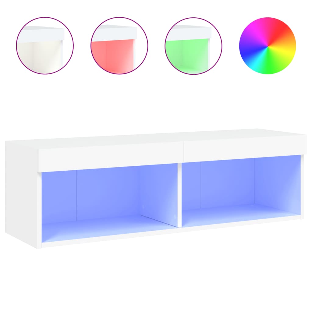 Tv-Benk Med Led Hvit 100X30X30 Cm