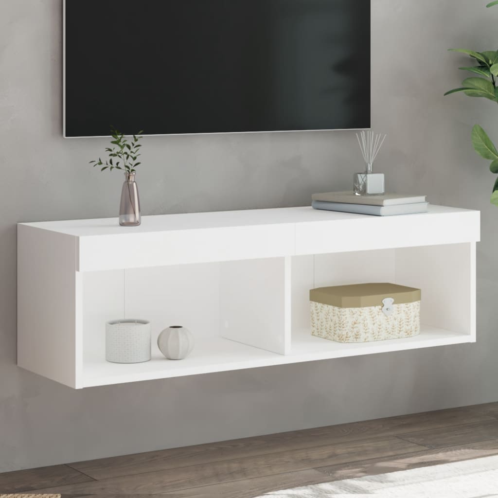 Tv-Benk Med Led Hvit 100X30X30 Cm