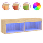 Tv-Benker Med Led-Lys 2 Stk Sonoma Eik 100X30X30 Cm