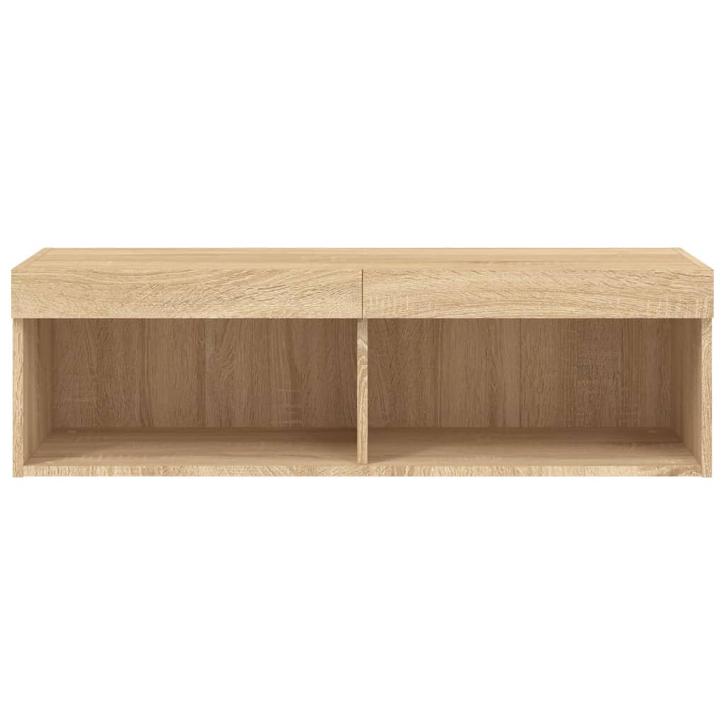 Tv-Benker Med Led-Lys 2 Stk Sonoma Eik 100X30X30 Cm
