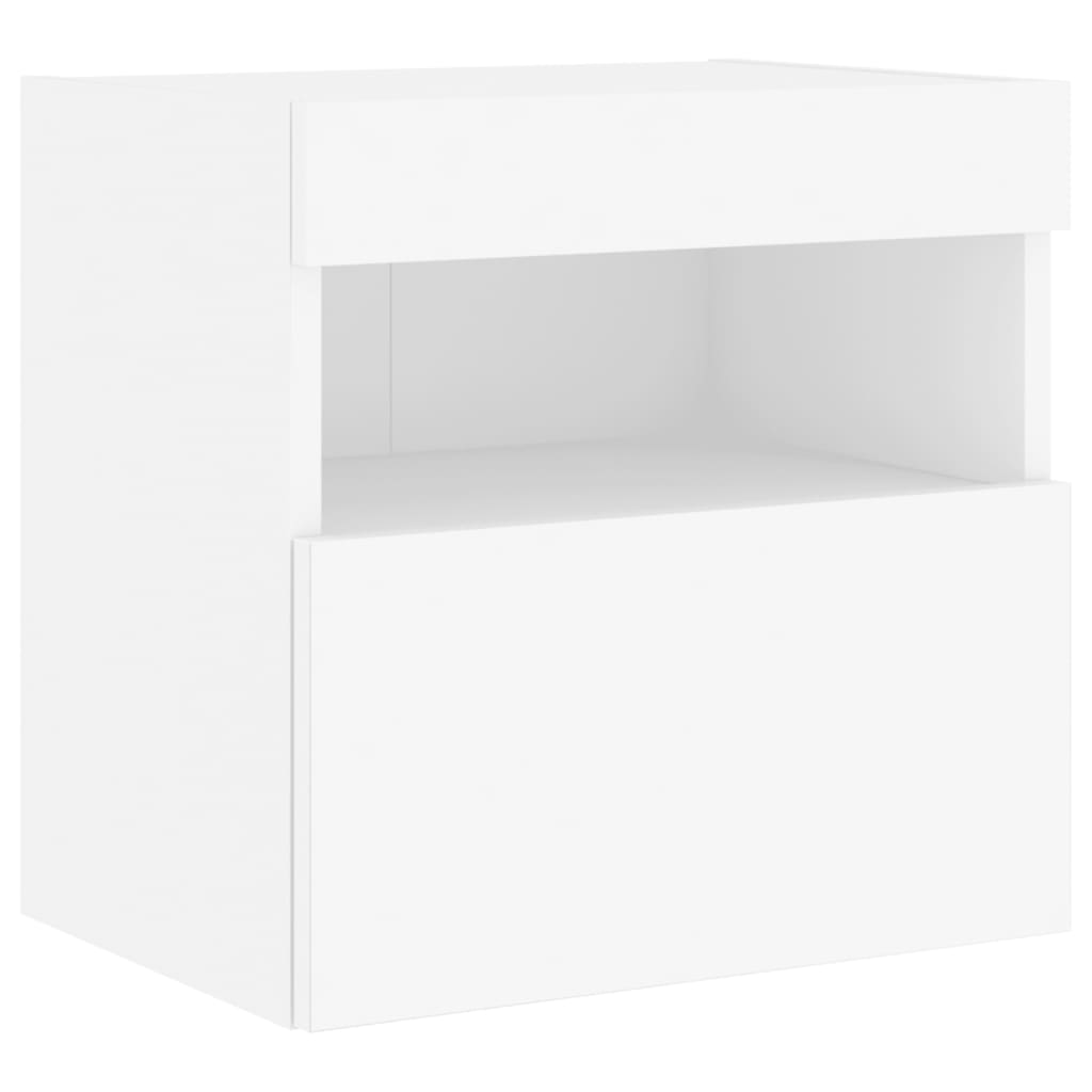 Vegghengt Tv-Benk Med Led Hvit 40X30X40 Cm