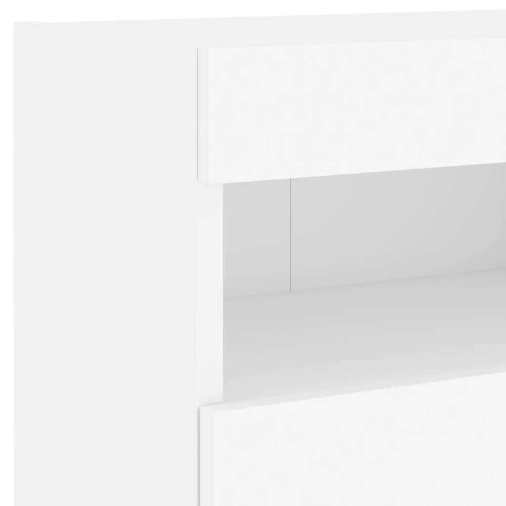 Vegghengt Tv-Benk Med Led Hvit 40X30X40 Cm