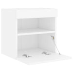 Vegghengt Tv-Benk Med Led Hvit 40X30X40 Cm