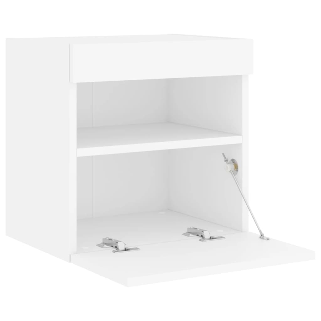 Vegghengt Tv-Benk Med Led Hvit 40X30X40 Cm