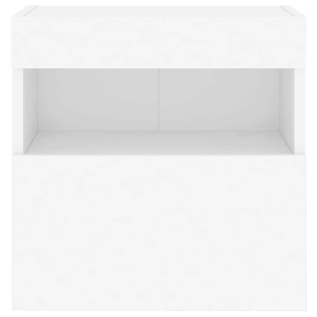 Vegghengt Tv-Benk Med Led Hvit 40X30X40 Cm