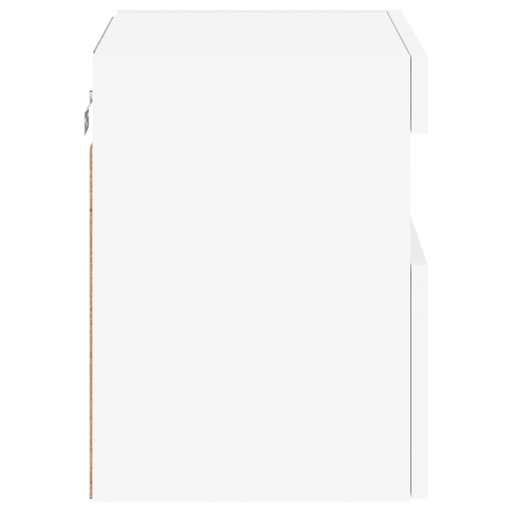 Vegghengt Tv-Benk Med Led Hvit 40X30X40 Cm