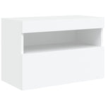 Vegghengt Tv-Benk Med Led Hvit 60X30X40 Cm