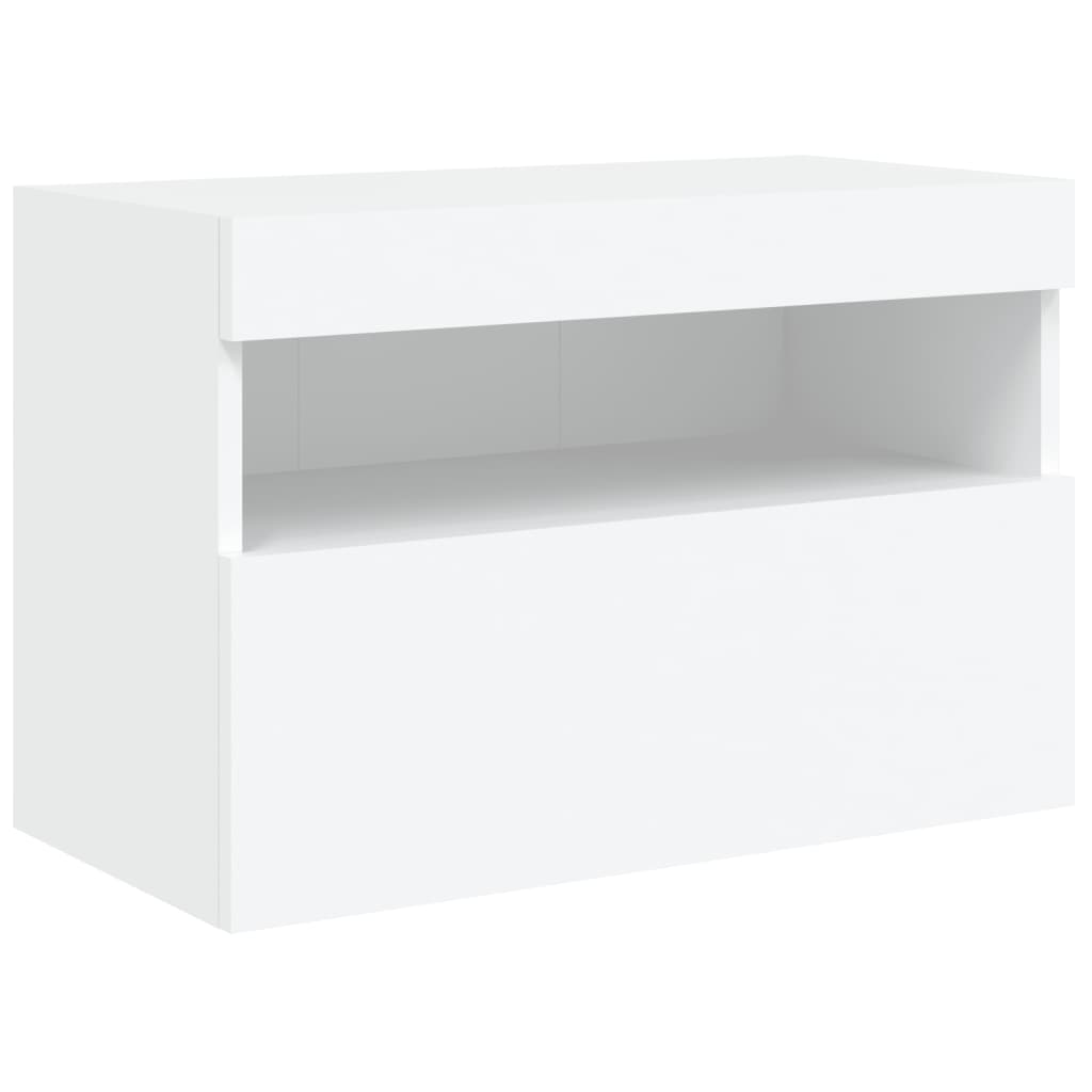Vegghengt Tv-Benk Med Led Hvit 60X30X40 Cm