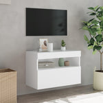 Vegghengt Tv-Benk Med Led Hvit 60X30X40 Cm