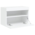 Vegghengt Tv-Benk Med Led Hvit 60X30X40 Cm