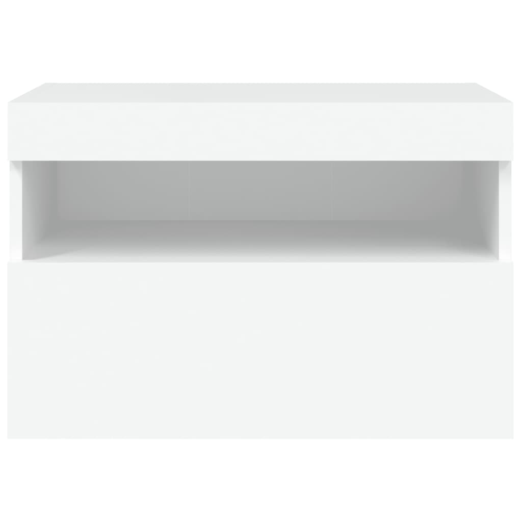 Vegghengt Tv-Benk Med Led Hvit 60X30X40 Cm