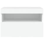 Vegghengt Tv-Benk Med Led Hvit 60X30X40 Cm
