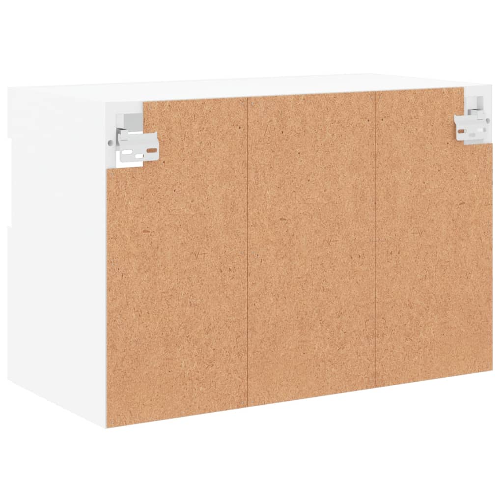 Vegghengt Tv-Benk Med Led Hvit 60X30X40 Cm