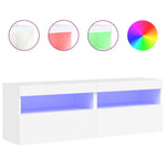 Vegghengte Tv-Benker Med Led 2 Stk Hvit 60X30X40 Cm