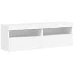 Vegghengte Tv-Benker Med Led 2 Stk Hvit 60X30X40 Cm